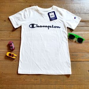Champion Signature White Logo Graphic Shortsleeve Tee In Small
